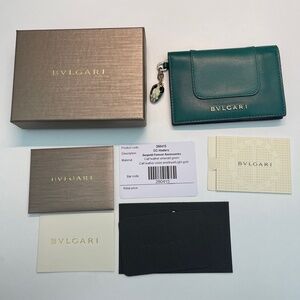 Bvlgari Green/Purple Leather Serpenti Forever Card Case wallet serpenti charm